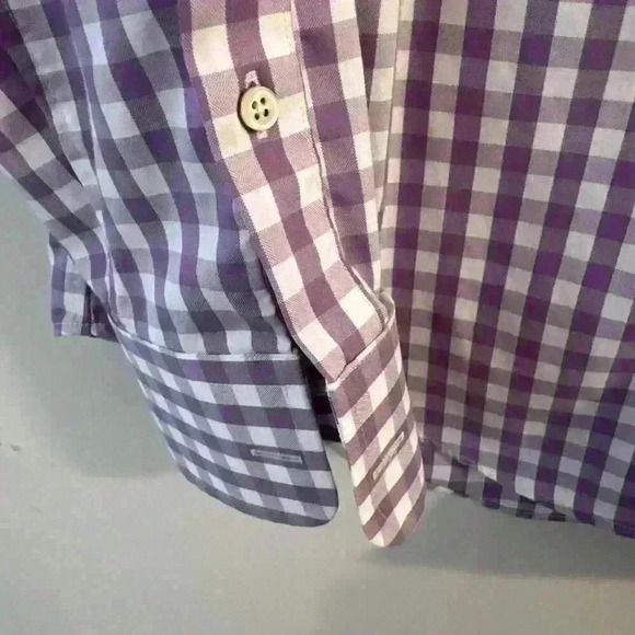 Gant Purple Plaid Men’s Button Down Dress Shirt For Cuff Links Size L - Picture 4 of 14